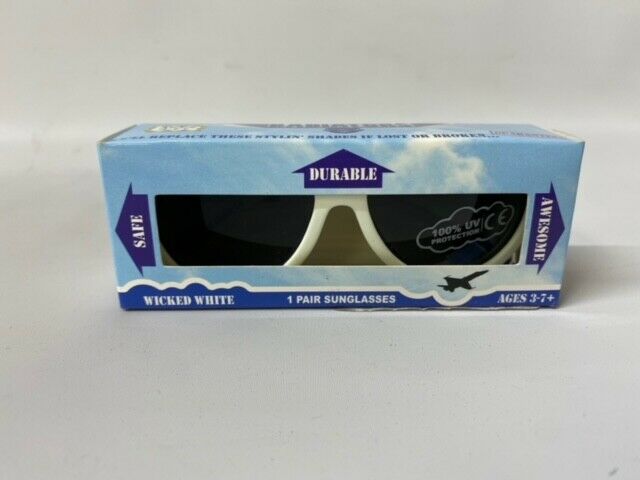 Babiators Classic Aviators Wicked White Sunglasses, For Ages 3-7 - New