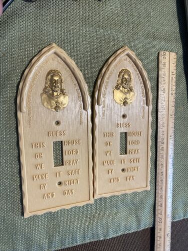 Vintage Lot Of 2 Jesus Plastic Light Switch Covers Priests Of The Sacred Heart